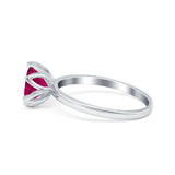 Flower Solitaire Wedding Ring Simulated Cubic Zirconia 925 Sterling Silver
