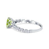 Art Deco Round Engagement Ring Simulated Cubic Zirconia 925 Sterling Silver