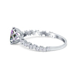 Art Deco Round Engagement Ring Simulated Cubic Zirconia 925 Sterling Silver