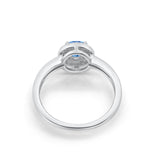 Halo Wedding Engagement Ring Round Cubic Zirconia 925 Sterling Silver -3