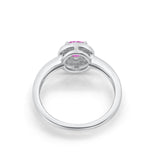 Halo Wedding Engagement Ring Round Cubic Zirconia 925 Sterling Silver -3