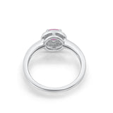 Halo Wedding Engagement Ring Round Cubic Zirconia 925 Sterling Silver -3