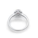 Halo Wedding Engagement Ring Round Cubic Zirconia 925 Sterling Silver -3