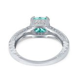 Cushion Cut Art Deco Engagement Ring Simulated Cubic Zirconia 925 Sterling Silver