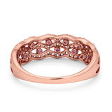 Half Eternity Fashion Wedding Ring Round Simulated CZ 925 Sterling Silver