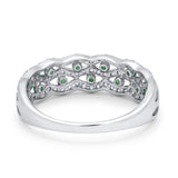 Half Eternity Fashion Wedding Ring Round Simulated CZ 925 Sterling Silver