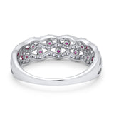 Half Eternity Fashion Wedding Ring Round Simulated CZ 925 Sterling Silver