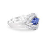 Two Piece Ring Band Round Simulated Cubic Zirconia 925 Sterling Silver