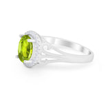 Halo Filigree Oval Wedding Ring Round Simulated Cubic Zirconia 925 Sterling Silver