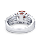 Two Piece Ring Band Bridal Round Simulated Cubic Zirconia 925 Sterling Silver