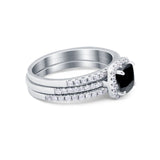 3Piece Wedding Ring Band Round Simulated Cubic Zirconia 925 Sterling Silver