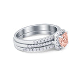 3Piece Wedding Ring Band Round Simulated Cubic Zirconia 925 Sterling Silver
