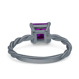 Solitaire Accent Twisted Fashion Ring Princess Cut Simulated Cubic Zirconia 925 Sterling Silver