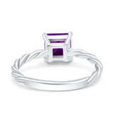 Solitaire Accent Twisted Fashion Ring Princess Cut Simulated Cubic Zirconia 925 Sterling Silver