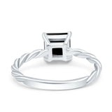Solitaire Accent Twisted Fashion Ring Princess Cut Simulated Cubic Zirconia 925 Sterling Silver