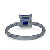 Solitaire Accent Twisted Fashion Ring Princess Cut Simulated Cubic Zirconia 925 Sterling Silver