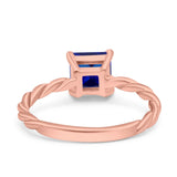Solitaire Accent Twisted Fashion Ring Princess Cut Simulated Cubic Zirconia 925 Sterling Silver