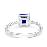 Solitaire Accent Twisted Fashion Ring Princess Cut Simulated Cubic Zirconia 925 Sterling Silver