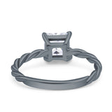 Solitaire Accent Twisted Fashion Ring Princess Cut Simulated Cubic Zirconia 925 Sterling Silver