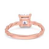 Solitaire Accent Twisted Fashion Ring Princess Cut Simulated Cubic Zirconia 925 Sterling Silver