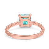 Solitaire Accent Twisted Fashion Ring Princess Cut Simulated Cubic Zirconia 925 Sterling Silver
