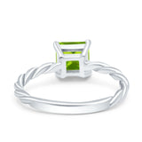Solitaire Accent Twisted Fashion Ring Princess Cut Simulated Cubic Zirconia 925 Sterling Silver