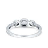 3 Ston Fashion Ring Lab Created White Opal Round Simulated Cubic Zirconia 925 Sterling Silver