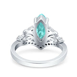 Marquise Art Deco Wedding Engagement Bridal Ring Round Simulated Cubic Zirconia 925 Sterling Silver