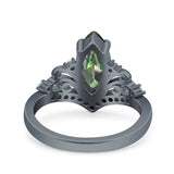 Marquise Art Deco Wedding Engagement Bridal Ring Round Simulated Cubic Zirconia 925 Sterling Silver