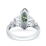 Marquise Art Deco Wedding Engagement Bridal Ring Round Simulated Cubic Zirconia 925 Sterling Silver