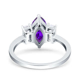Marquise Art Deco Emerald Cut Wedding Bridal Ring Simulated Cubic Zirconia 925 Sterling Silver