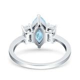 Marquise Art Deco Emerald Cut Wedding Bridal Ring Simulated Cubic Zirconia 925 Sterling Silver