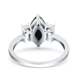 Marquise Art Deco Emerald Cut Wedding Bridal Ring Simulated Cubic Zirconia 925 Sterling Silver