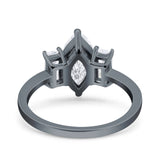 Marquise Art Deco Emerald Cut Wedding Bridal Ring Simulated Cubic Zirconia 925 Sterling Silver