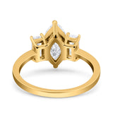 Marquise Art Deco Emerald Cut Wedding Bridal Ring Simulated Cubic Zirconia 925 Sterling Silver