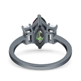 Marquise Art Deco Emerald Cut Wedding Bridal Ring Simulated Cubic Zirconia 925 Sterling Silver