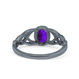 Infinity Twisted Wedding Ring Oval Cut Simulated Cubic Zirconia 925 Sterling Silver