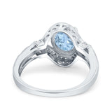 Oval Art Deco Wedding Engagement Bridal Ring Accent Vintage Round Simulated Cubic Zirconia 925 Sterling Silver