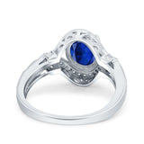 Oval Art Deco Wedding Engagement Bridal Ring Accent Vintage Round Simulated Cubic Zirconia 925 Sterling Silver