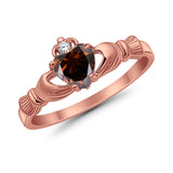 Heart Shape Simulated Cubic Zirconia Claddagh Wedding Ring 925 Sterling Silver