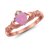 Heart Shape Simulated Cubic Zirconia Claddagh Wedding Ring 925 Sterling Silver