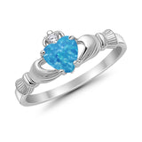 Heart Shape Simulated Cubic Zirconia Claddagh Wedding Ring 925 Sterling Silver