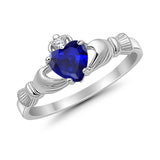 Heart Shape Simulated Cubic Zirconia Claddagh Wedding Ring 925 Sterling Silver