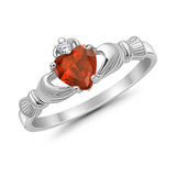 Heart Shape Simulated Cubic Zirconia Claddagh Wedding Ring 925 Sterling Silver