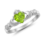 Heart Shape Simulated Cubic Zirconia Claddagh Wedding Ring 925 Sterling Silver