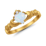 Heart Shape Simulated Cubic Zirconia Claddagh Wedding Ring 925 Sterling Silver