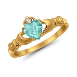 Heart Shape Simulated Cubic Zirconia Claddagh Wedding Ring 925 Sterling Silver