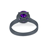 Solitaire Simulated Cubic Zirconia Wedding Ring Double Band 925 Sterling Silver