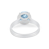 Solitaire Simulated Cubic Zirconia Wedding Ring Double Band 925 Sterling Silver