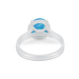 Solitaire Simulated Cubic Zirconia Wedding Ring Double Band 925 Sterling Silver